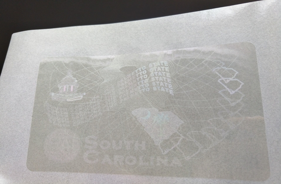 New South Carolina ID supply sample